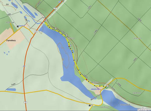 Mapa oblasti: Dymokury - Pustý rybník