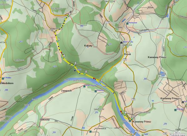 Mapa oblasti: Jílovské zlaté doly - jižní trasa