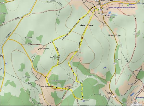 Mapa oblasti: Jílovské zlaté doly - okružní trasa