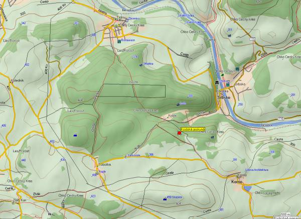 Mapa oblasti: Kodská jeskyně