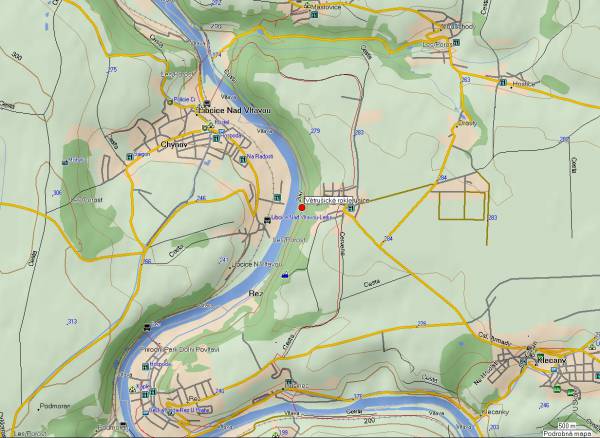 Mapa oblasti: Větrušické rokle